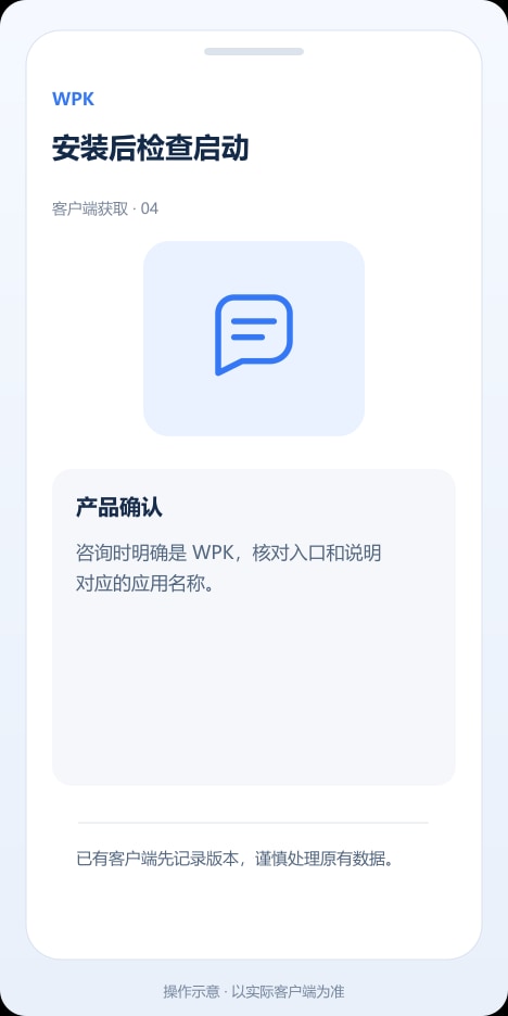 WPK 安装后检查启动操作示意